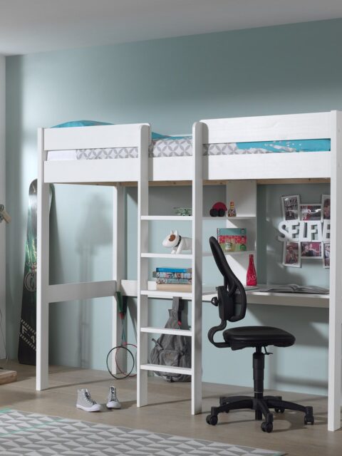 Pino High-Sleeper Κρεβάτι με Γραφείο και Ράφια by VIPACK